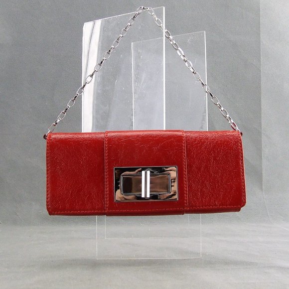 Banana Republic Leather Red Clutch or Shoulder Bag Purse - Picture 1 of 7